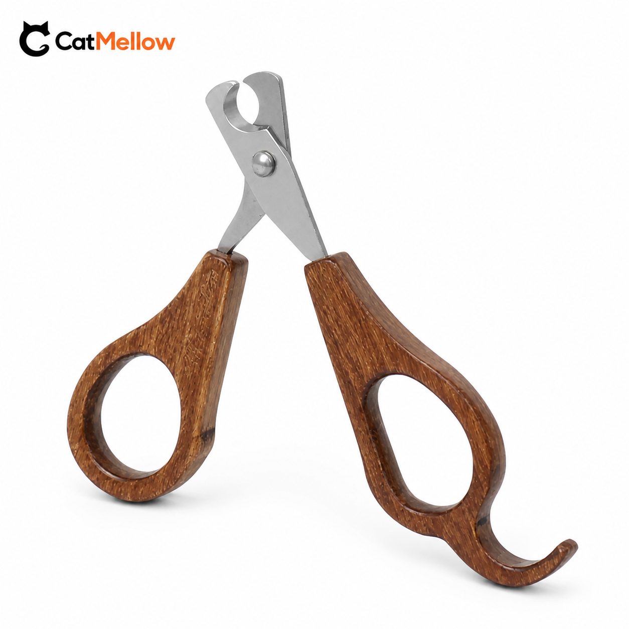 CatMellow wooden cat nail clipper on a warm ivory background