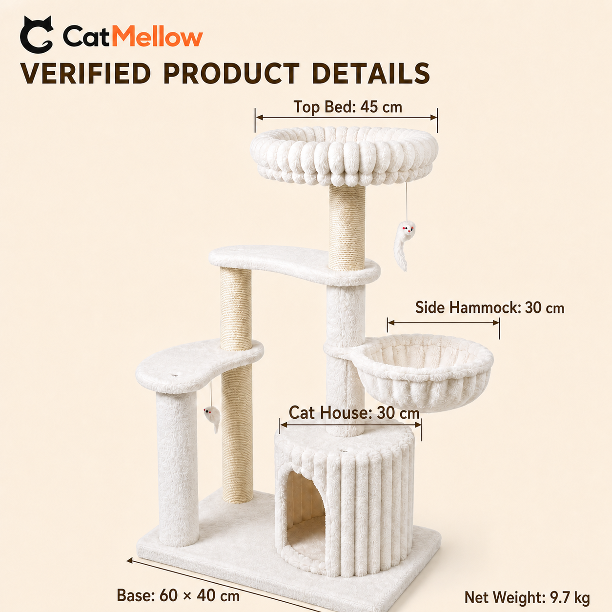 CatMellow Cloud Haven verified dimensions and net weight