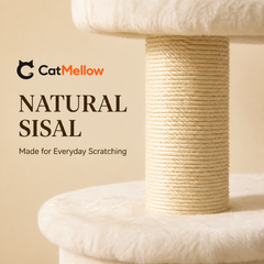 Natural sisal scratching post detail on the CatMellow Cloud Haven cat tree