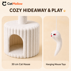 CatMellow Cloud Haven 30 centimeter cat house and hanging mouse toys