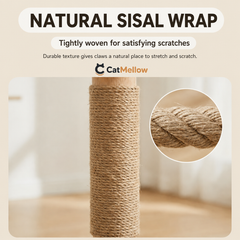 Natural sisal rope scratching post close-up