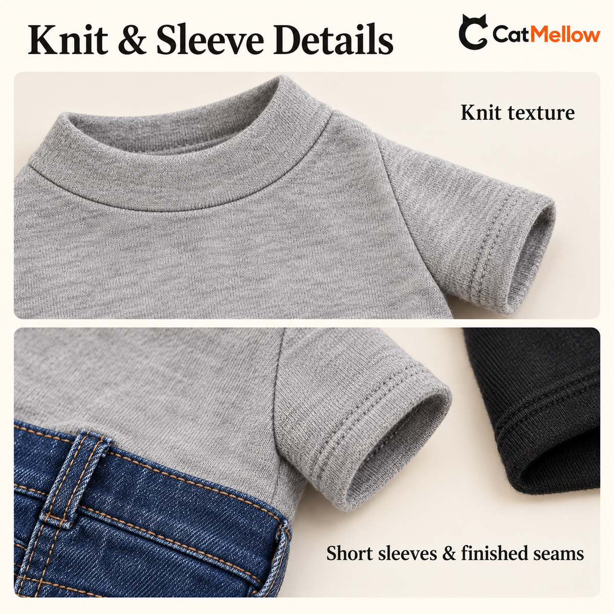 Knit neckline and short sleeve details