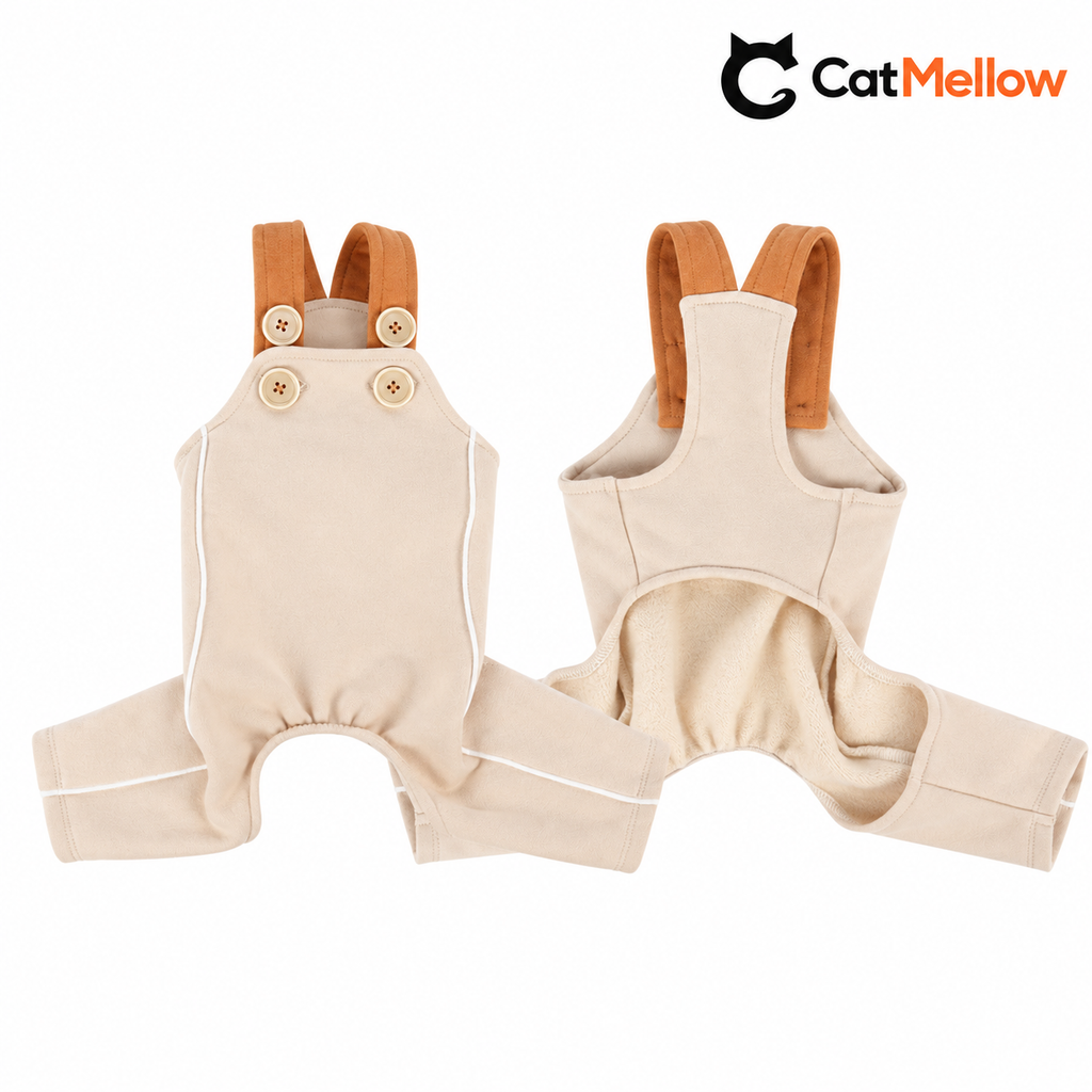 Dog overalls product view.