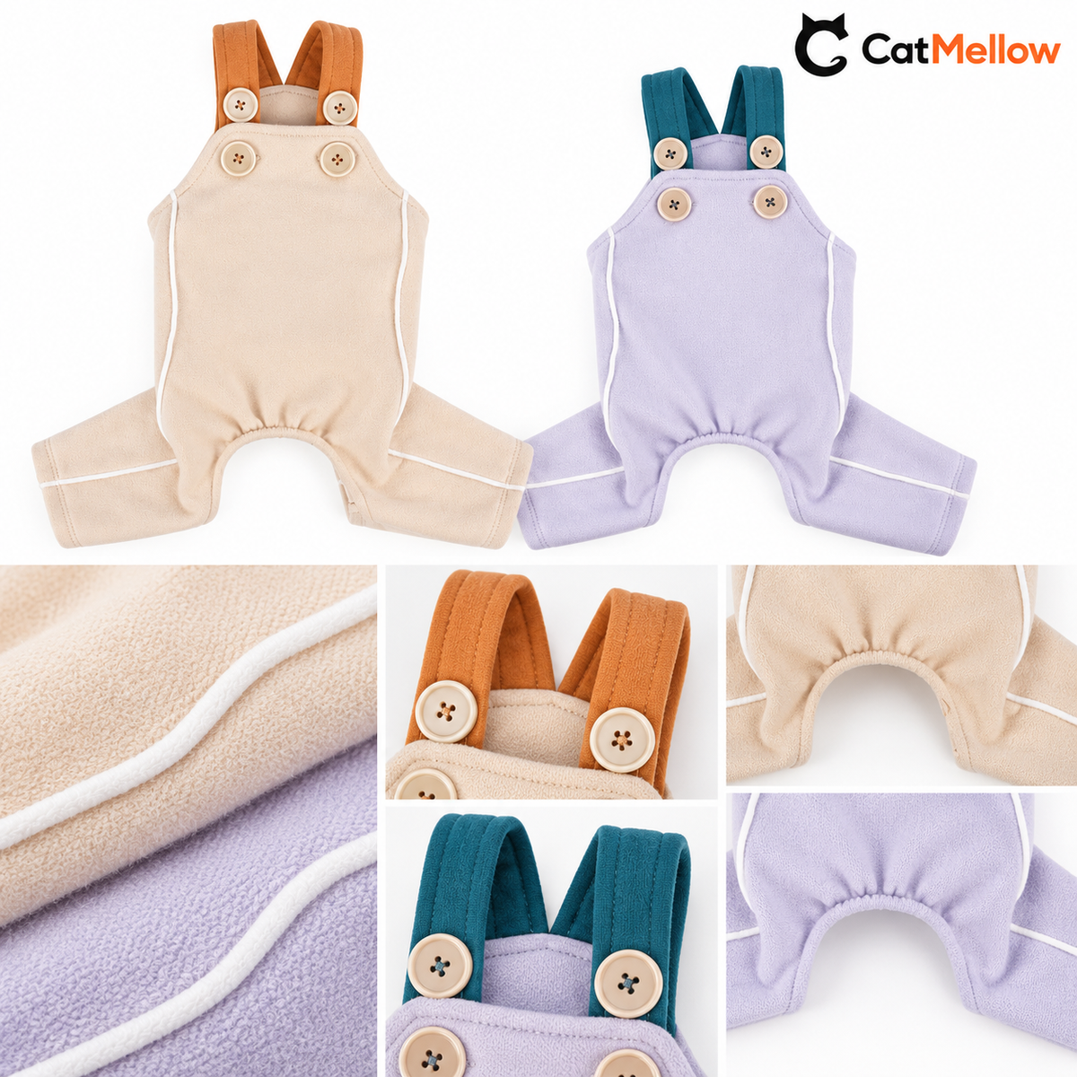 Dog overalls construction details.