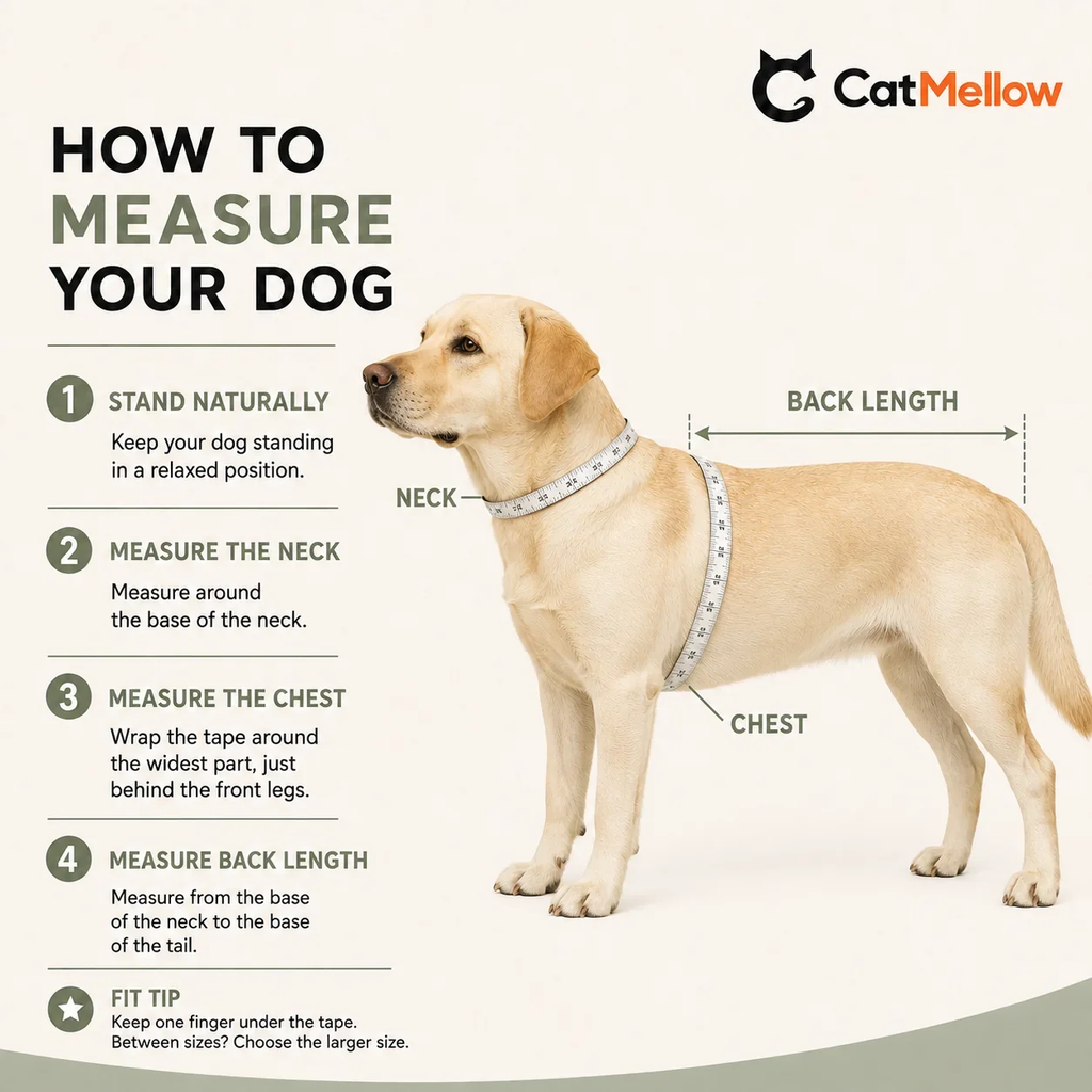 How to measure your dog: neck, chest and back length